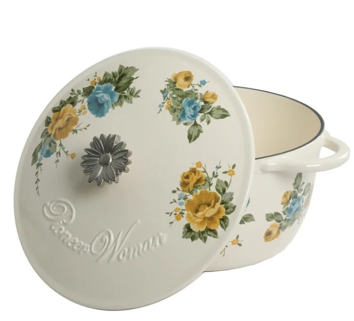 NEW The Pioneer Woman Rose Shadow 5-Quart Enamel Cast Iron Dutch Oven