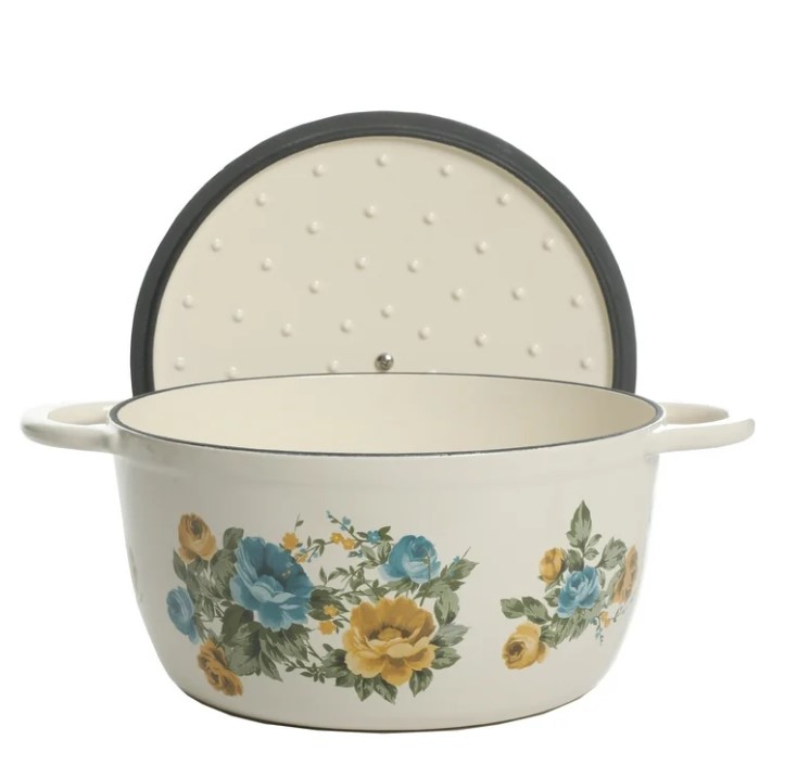 NEW The Pioneer Woman Rose Shadow 5-Quart Enamel Cast Iron Dutch Oven