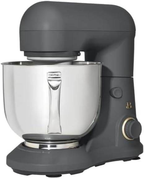 NEW Beautiful 5.3 Qt Stand Mixer, Lightweight & Powerful with Tilt-Head, Powerful 300-watt mixing system & 12 optimal speed settings White Icing by Drew Barrymore (Oyster Gray)