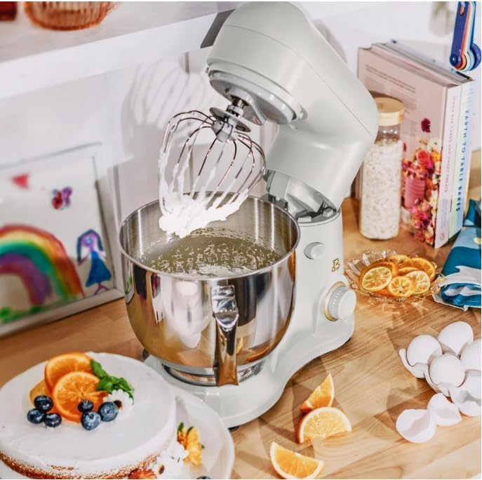 NEW Beautiful 5.3 Qt Stand Mixer, Lightweight & Powerful with Tilt-Head, Powerful 300-watt mixing system & 12 optimal speed settings White Icing by Drew Barrymore (White Icing)
