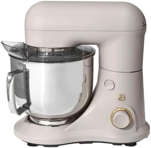 NEW Beautiful 5.3 Qt Stand Mixer, Lightweight & Powerful with Tilt-Head, Powerful 300-watt mixing system & 12 optimal speed settings White Icing by Drew Barrymore (Porcini Taupe)