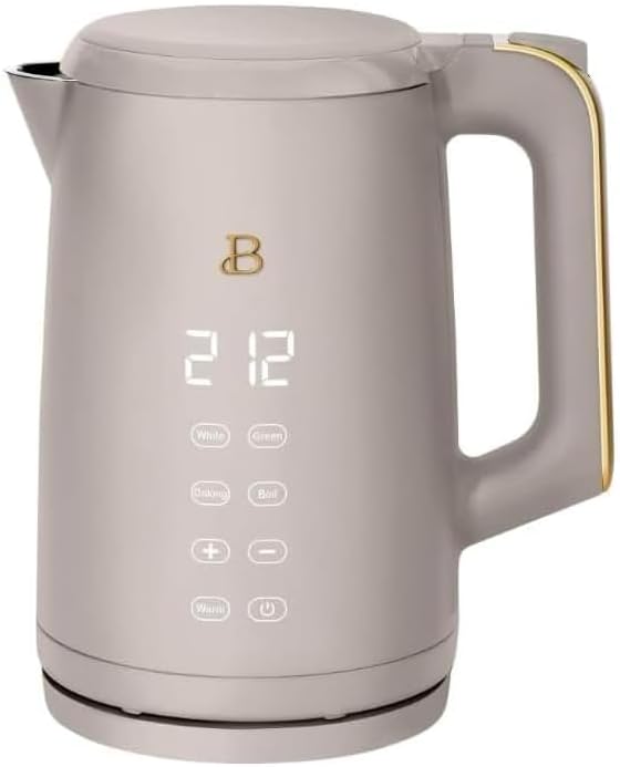 NEW Beautiful 1.7-Liter Electric Kettle 1500 W with One-Touch Activation, Porcini Taupe by Drew Barrymore