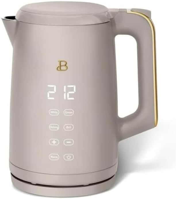 NEW Beautiful 1.7-Liter Electric Kettle 1500 W with One-Touch Activation, Porcini Taupe by Drew Barrymore