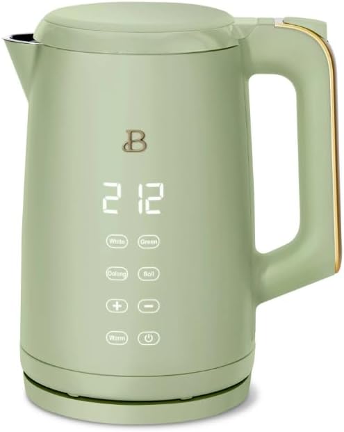 NEW Beautiful 1.7-Liter Electric Kettle 1500 W with One-Touch Activation, Sage Green by Drew Barrymore