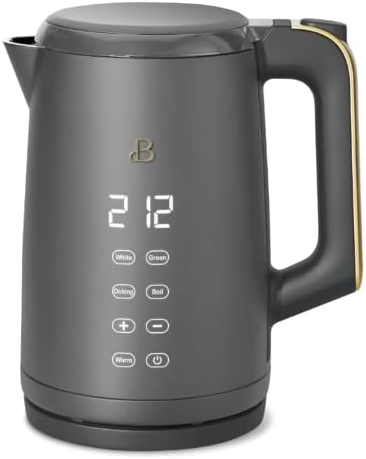 NEW Beautiful 1.7-Liter Electric Kettle 1500 W with One-Touch Activation, Oyster Gray by Drew Barrymore