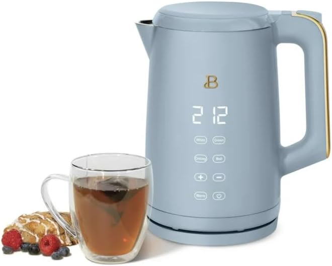NEW Beautiful 1.7-Liter Electric Kettle 1500 W with One-Touch Activation, Cornflower Blue by Drew Barrymore