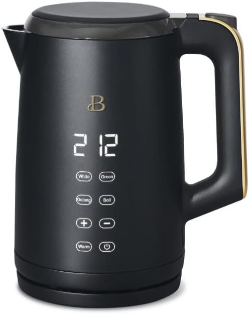 NEW Beautiful 1.7-Liter Electric Kettle 1500 W with One-Touch Activation, Black Sesame by Drew Barrymore
