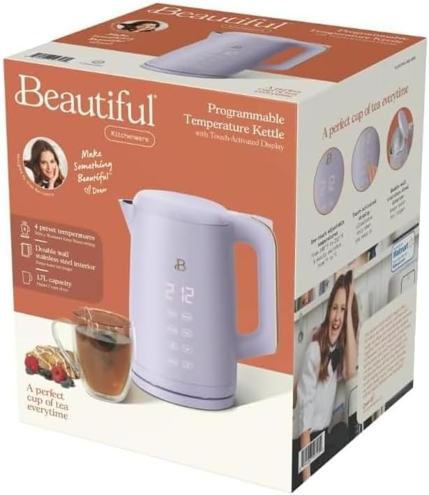 NEW Beautiful 1.7-Liter Electric Kettle 1500 W with One-Touch Activation, Lavender by Drew Barrymore