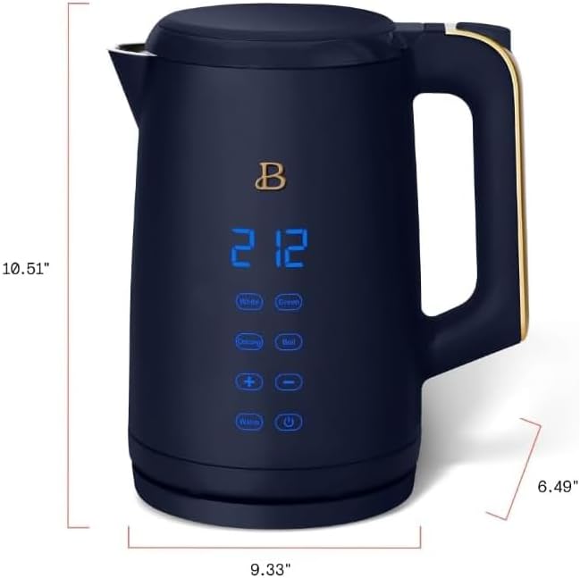 Beautiful 1.7-Liter Electric Kettle 1500 W with One-Touch Activation, Starry Night by Drew Barrymore, Blue