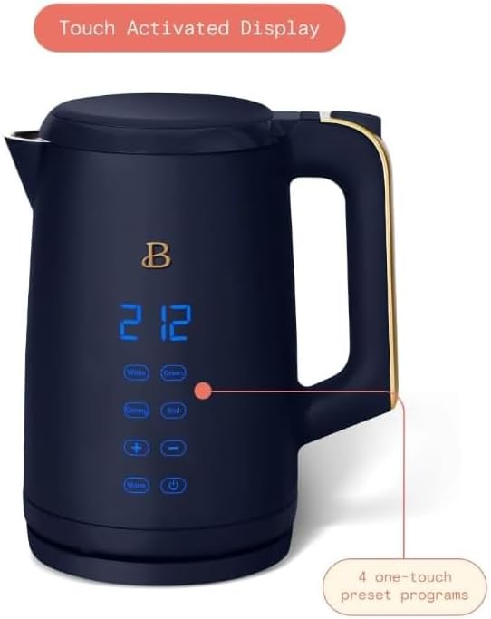 Beautiful 1.7-Liter Electric Kettle 1500 W with One-Touch Activation, Starry Night by Drew Barrymore, Blue