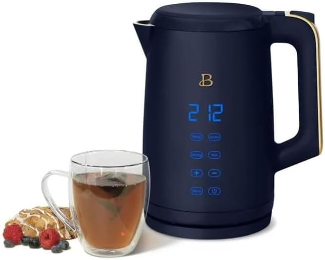 Beautiful 1.7-Liter Electric Kettle 1500 W with One-Touch Activation, Starry Night by Drew Barrymore, Blue