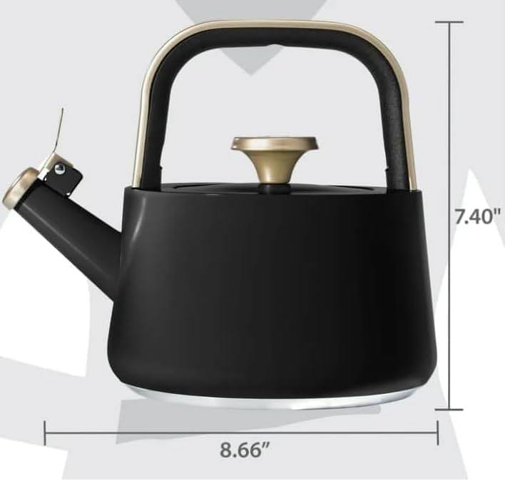 Beautiful 1.8L Ceramic Non-Stick Stovetop Tea Kettle, Black Sesame by Drew Barrymore