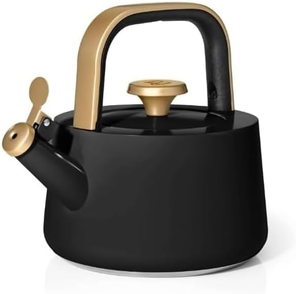 Beautiful 1.8L Ceramic Non-Stick Stovetop Tea Kettle, Black Sesame by Drew Barrymore