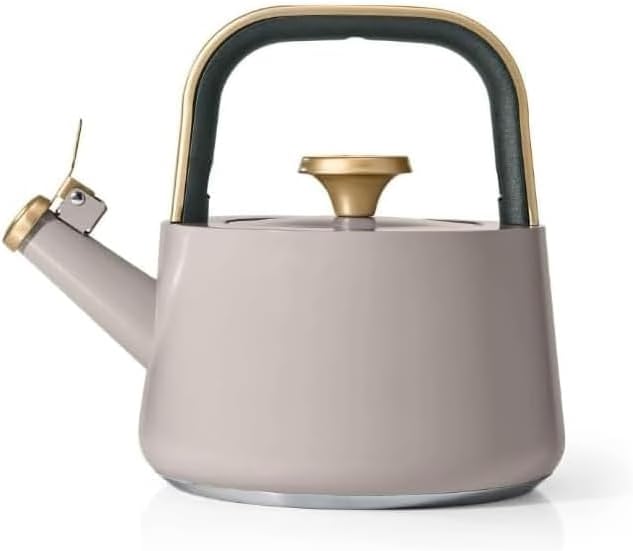 Beautiful 1.8L Ceramic Non-Stick Stovetop Tea Kettle, Porcini Taupe by Drew Barrymore