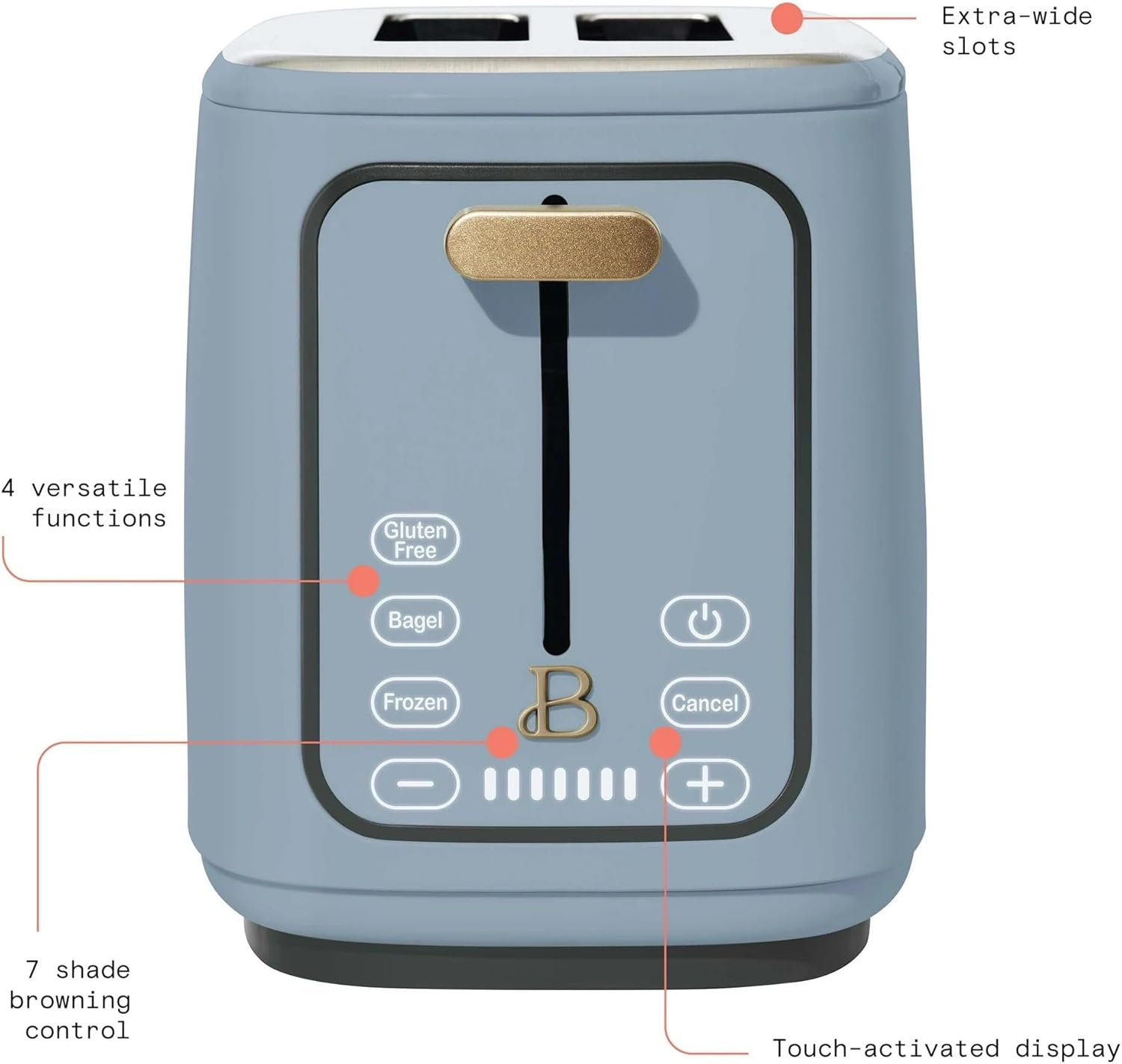 Results for "beautiful 2 slot toaster with touch-activated display, white icing by drew barrymore"(1)