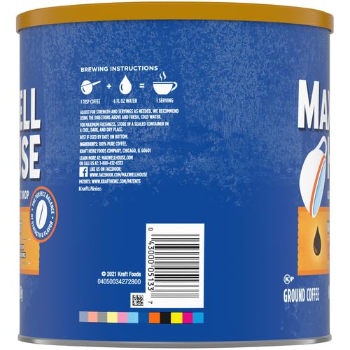 Maxwell House Medium Roast Wake Up Roast Ground Coffee, 30.65 oz. Canister