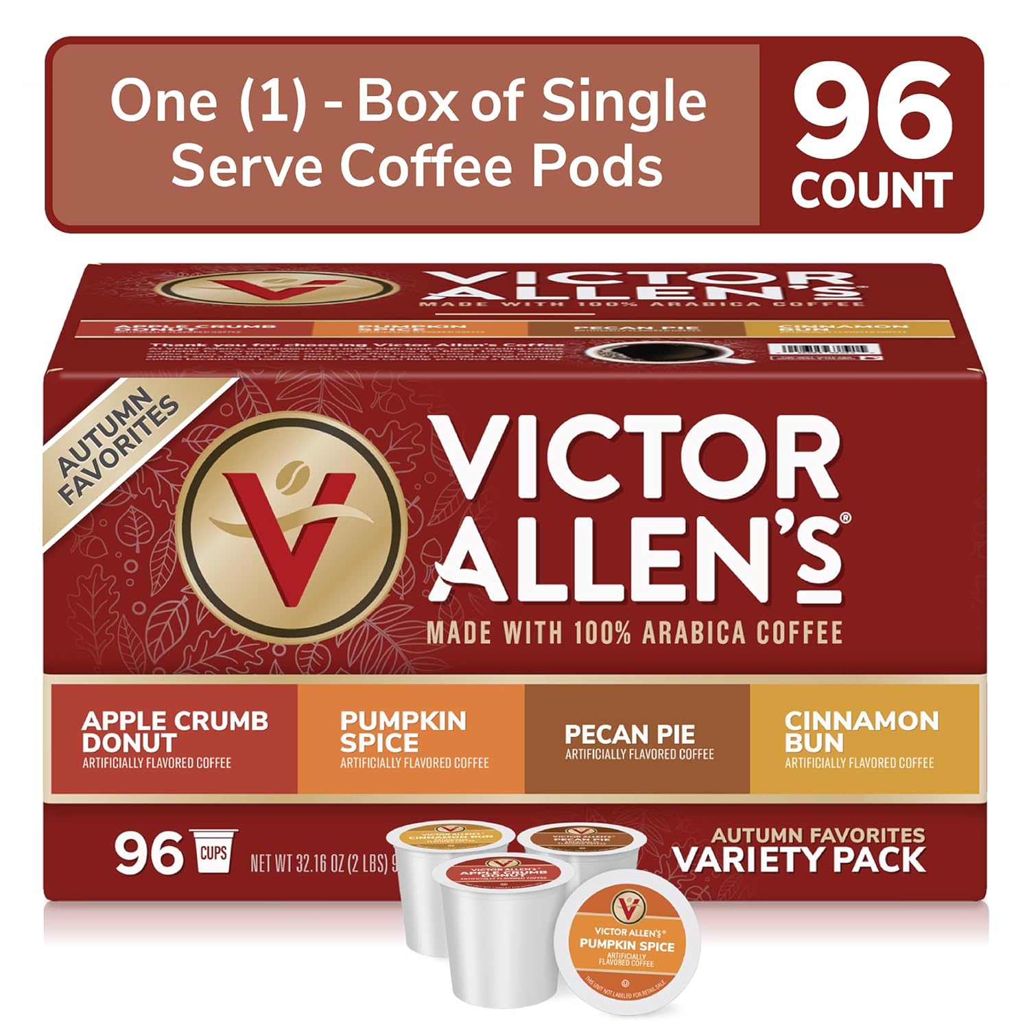 Victor Allen for K-Cup Keurig 2.0 Brewers, Coffee Single Serve Coffee Pods, Autumn Favorites Variety Pack, 96 Count