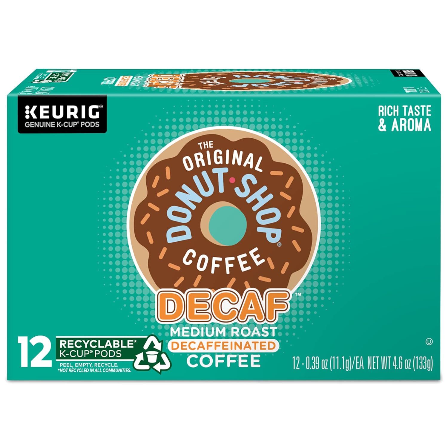 The Original Donut Shop Keurig Single-Serve K-Cup Pods, Decaf Keurig Single-Serve K-Cup Pods, Medium Roast Coffee, 12 Count