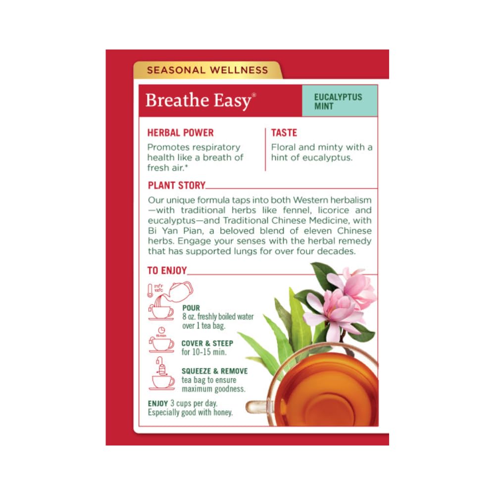 Traditional Medicinals - Breathe Easy Seasonal Tea - Promotes Respiratory Health - 16 Tea Bags