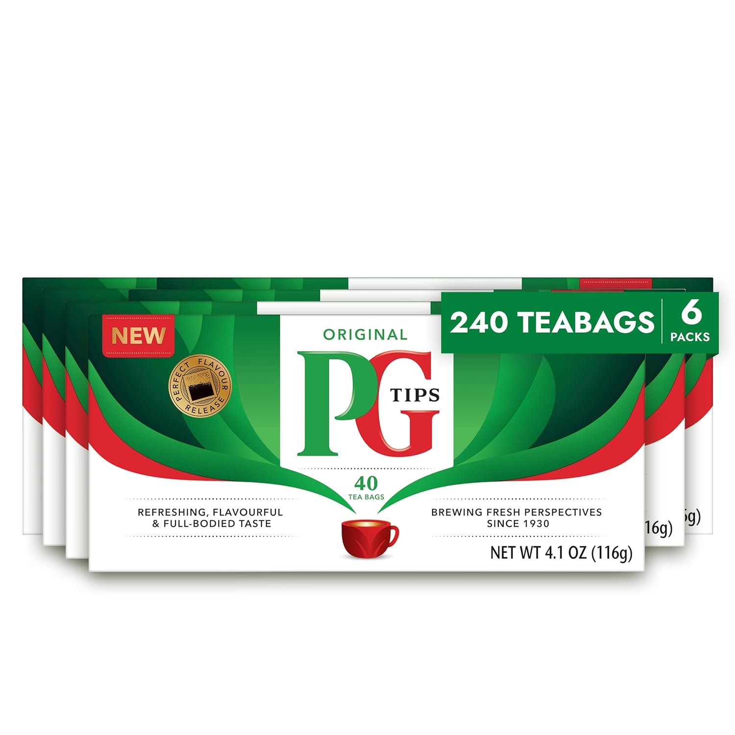 PG Tips Premium Classic Black Tea, Caffeinated, 240 Total Teabags (40ct - Pack of 6)