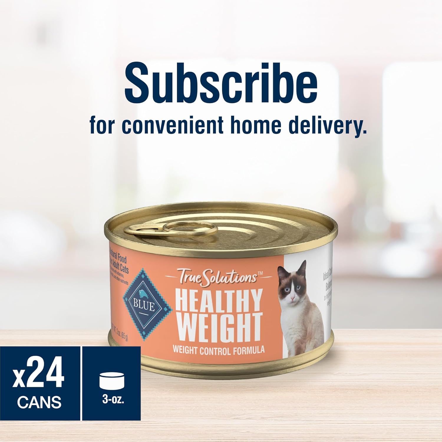Blue Buffalo True Solutions Weight Control Wet Cat Food for Adult Cats, Made with Natural Ingredients, Chicken, 3-oz. Cans (24 Count)