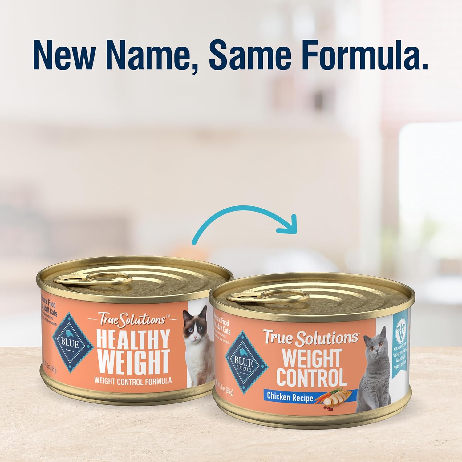 Blue Buffalo True Solutions Weight Control Wet Cat Food for Adult Cats, Made with Natural Ingredients, Chicken, 3-oz. Cans (24 Count)