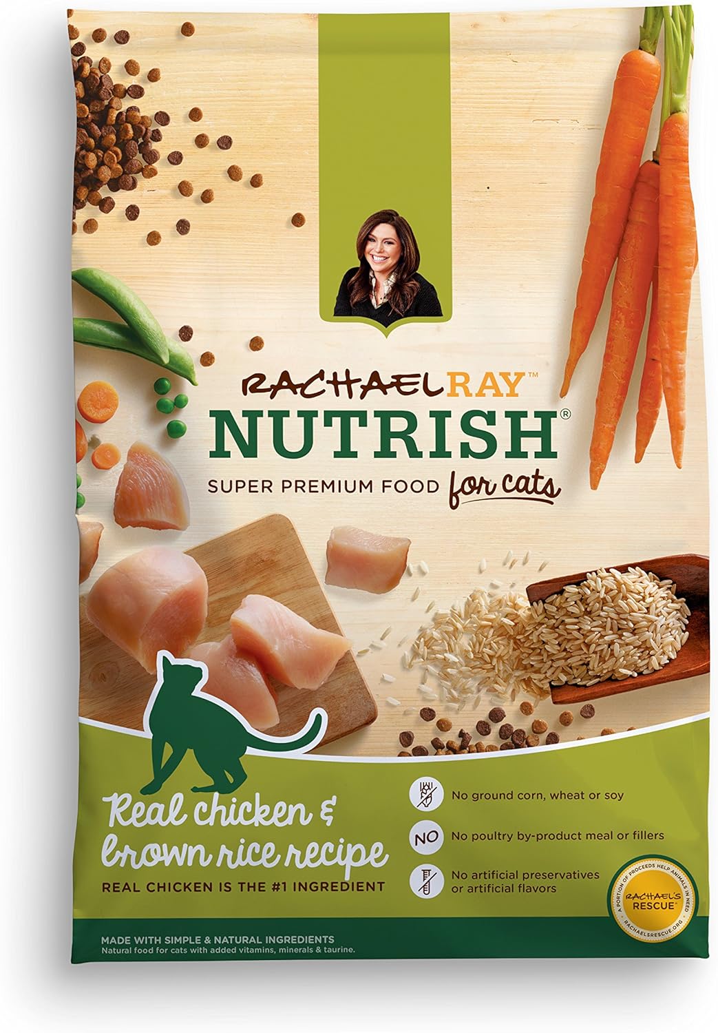 Rachael Ray Nutrish Premium Natural Dry Cat Food, Real Chicken & Brown Rice Recipe, 14 Pounds (Packaging May Vary)