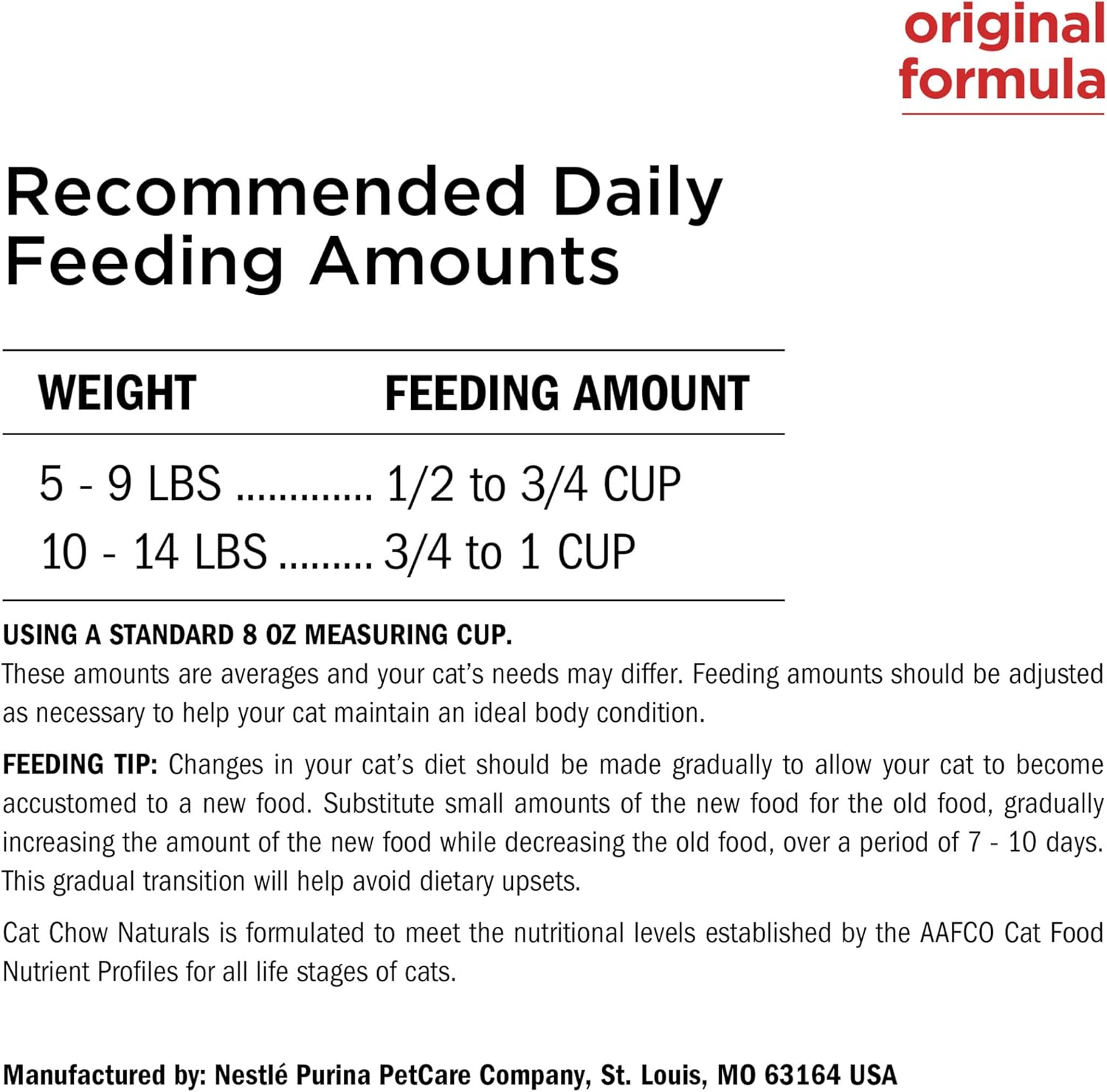Purina Cat Chow Naturals With Added Vitamins, Minerals and Nutrients Dry Cat Food, Naturals Original - (Pack of 4) 3.15 lb. Bags