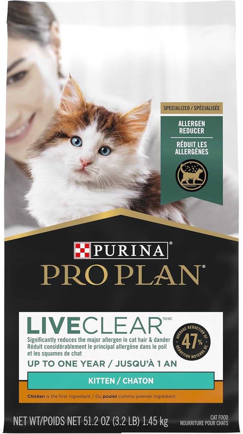 Purina Pro Plan LiveClear Dry Cat Food for Kittens Chicken & Rice Formula - 3.2 lb. Bag