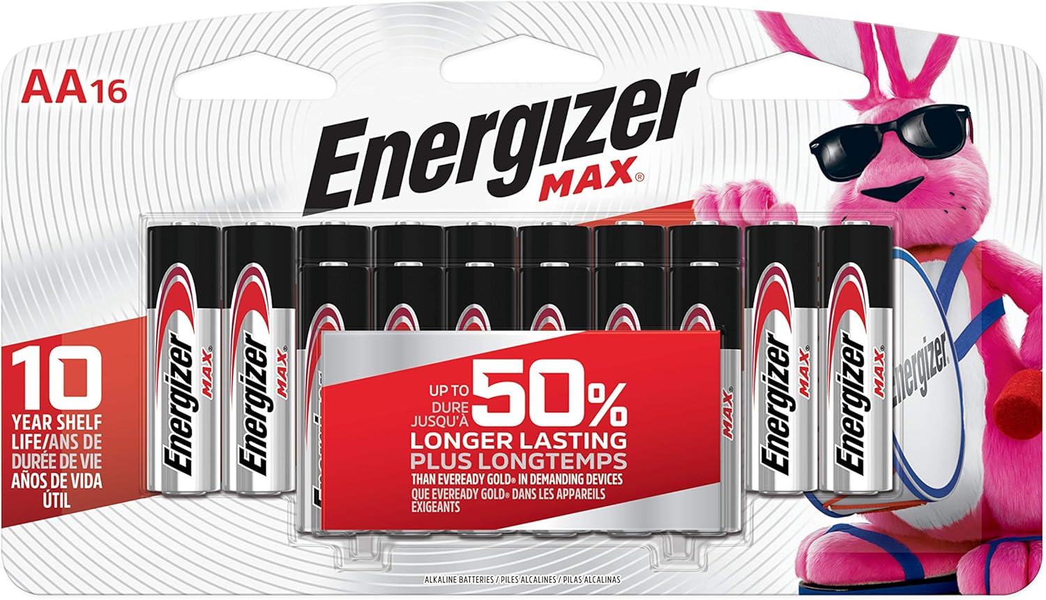 Energizer MAX AA Batteries (16 Pack), Double A Alkaline Batteries