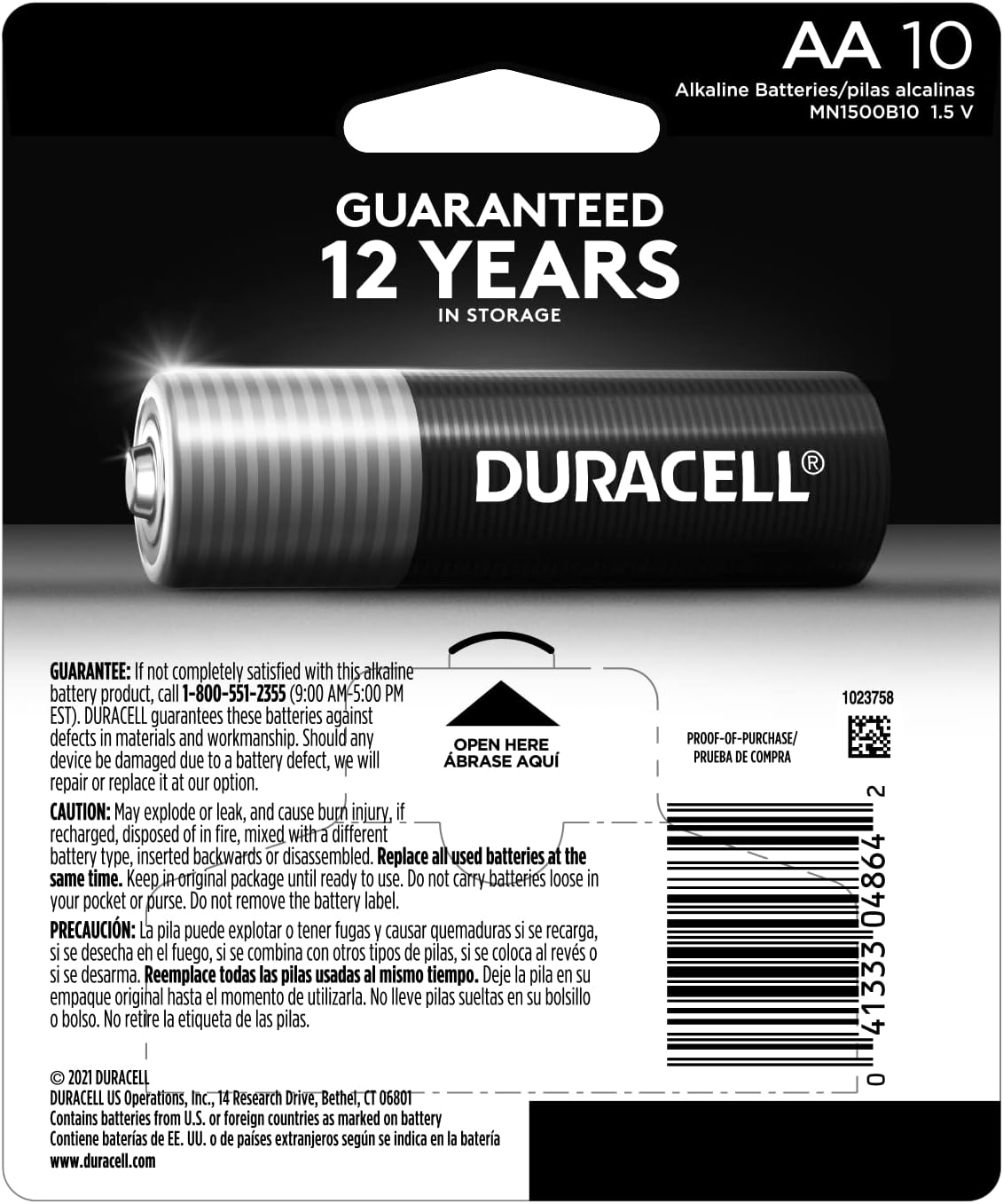 Duracell Coppertop AA Batteries with Power Boost Ingredients, 10 Count Pack Double A Battery with Long-lasting Power, Alkaline AA Battery for Household and Office Devices