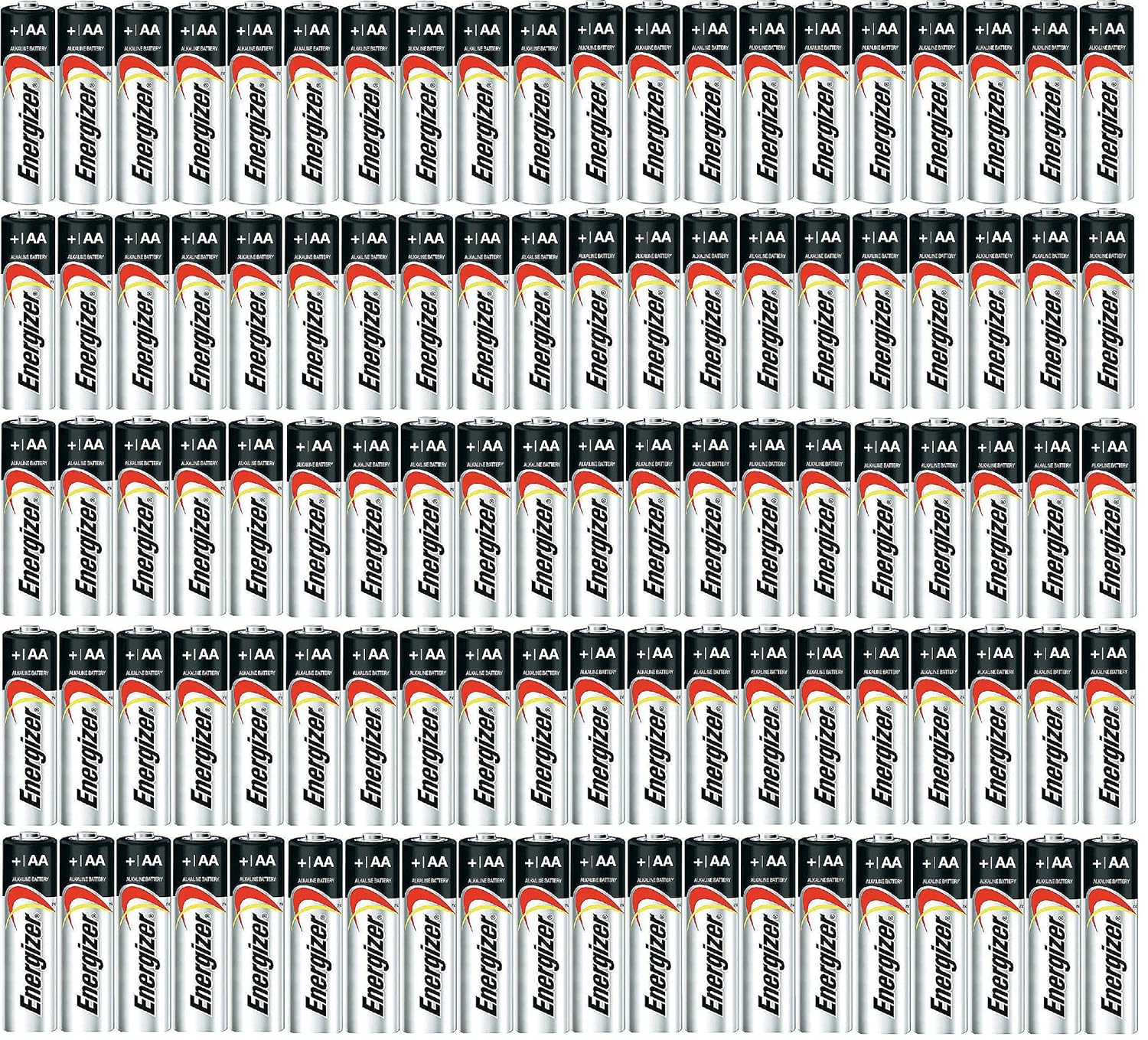 Energizer AA Max Alkaline E91 Batteries Made in USA - Expiration 12/2024 or Later - 100 Count