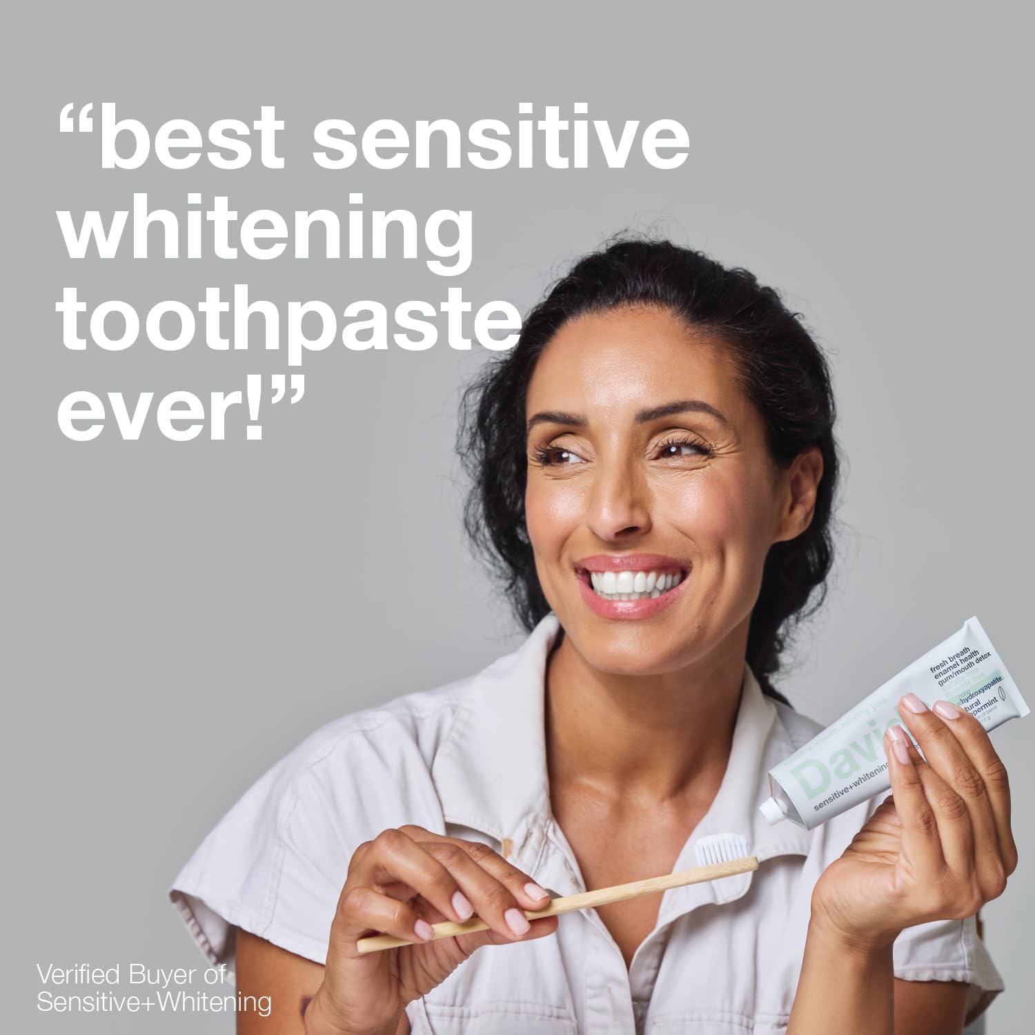 Davids Hydroxi Fluoride Free Nano Hydroxyapatite Toothpaste for Remineralizing Enamel & Sensitive Relief, Whitening, Antiplaque, SLS Free, Natural Peppermint, 5.25oz, Made in USA