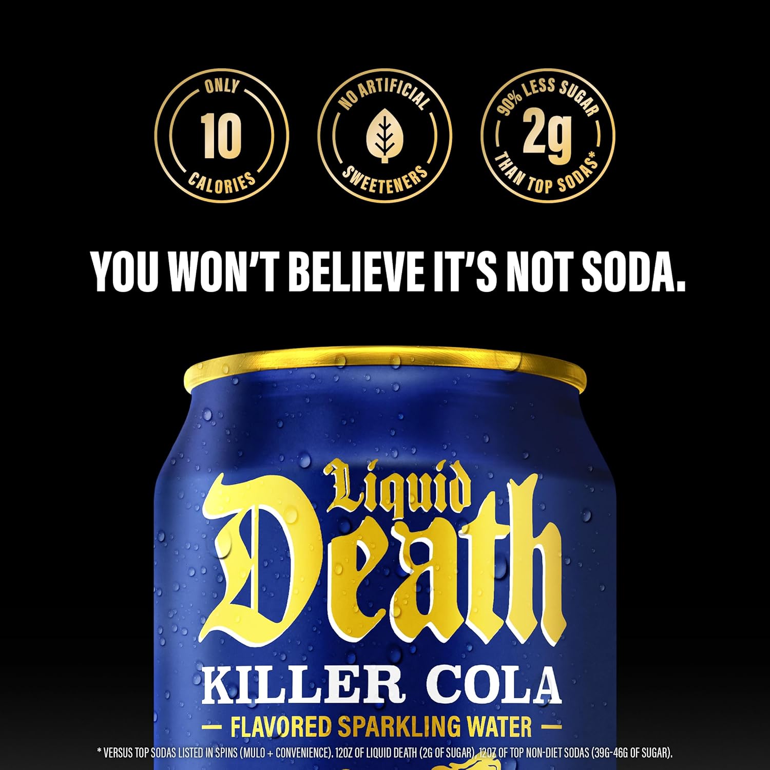 Liquid Death, Killer Cola, Soda-Flavored Sparkling Water, 12-Pack (12oz Cans), Low Calorie & No Artificial Sweeteners