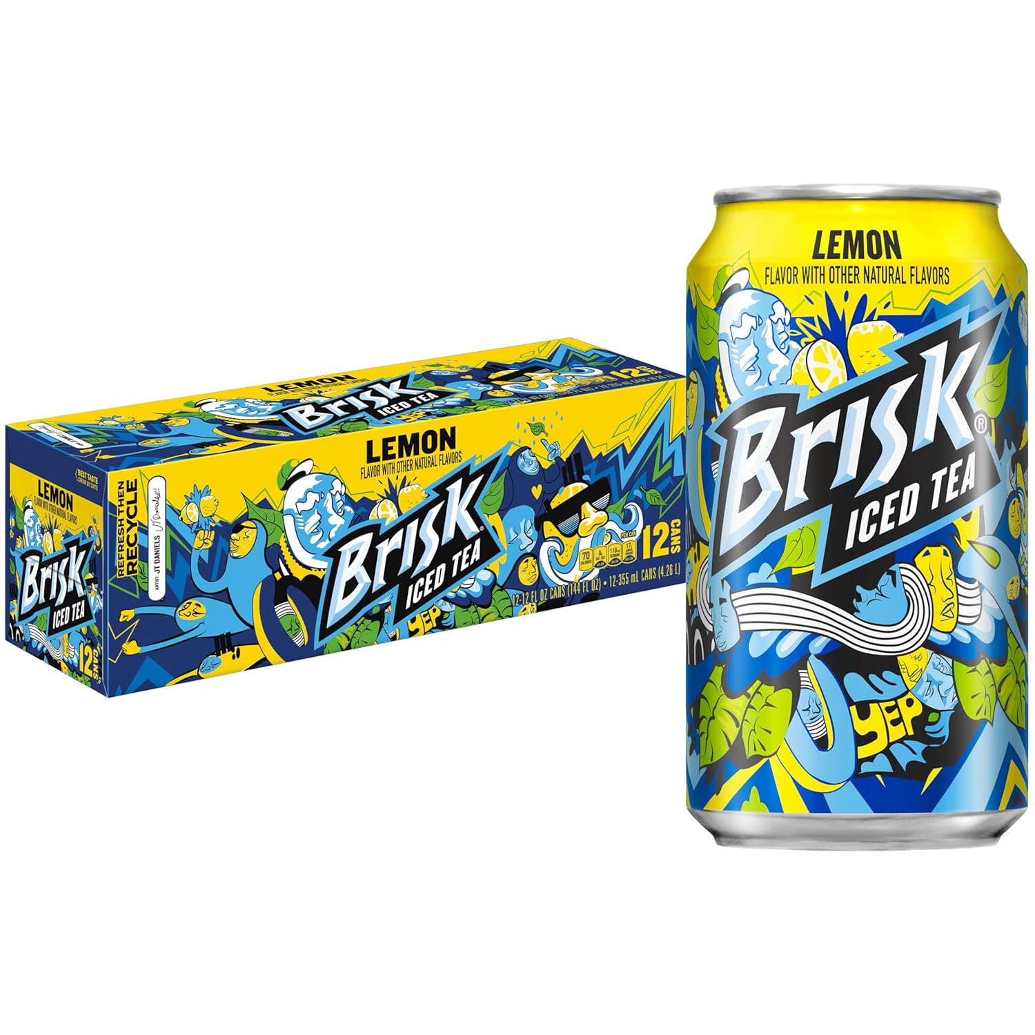 Lipton Brisk Lemon Iced Tea, 12 Fl Oz Cans (Pack of 12)