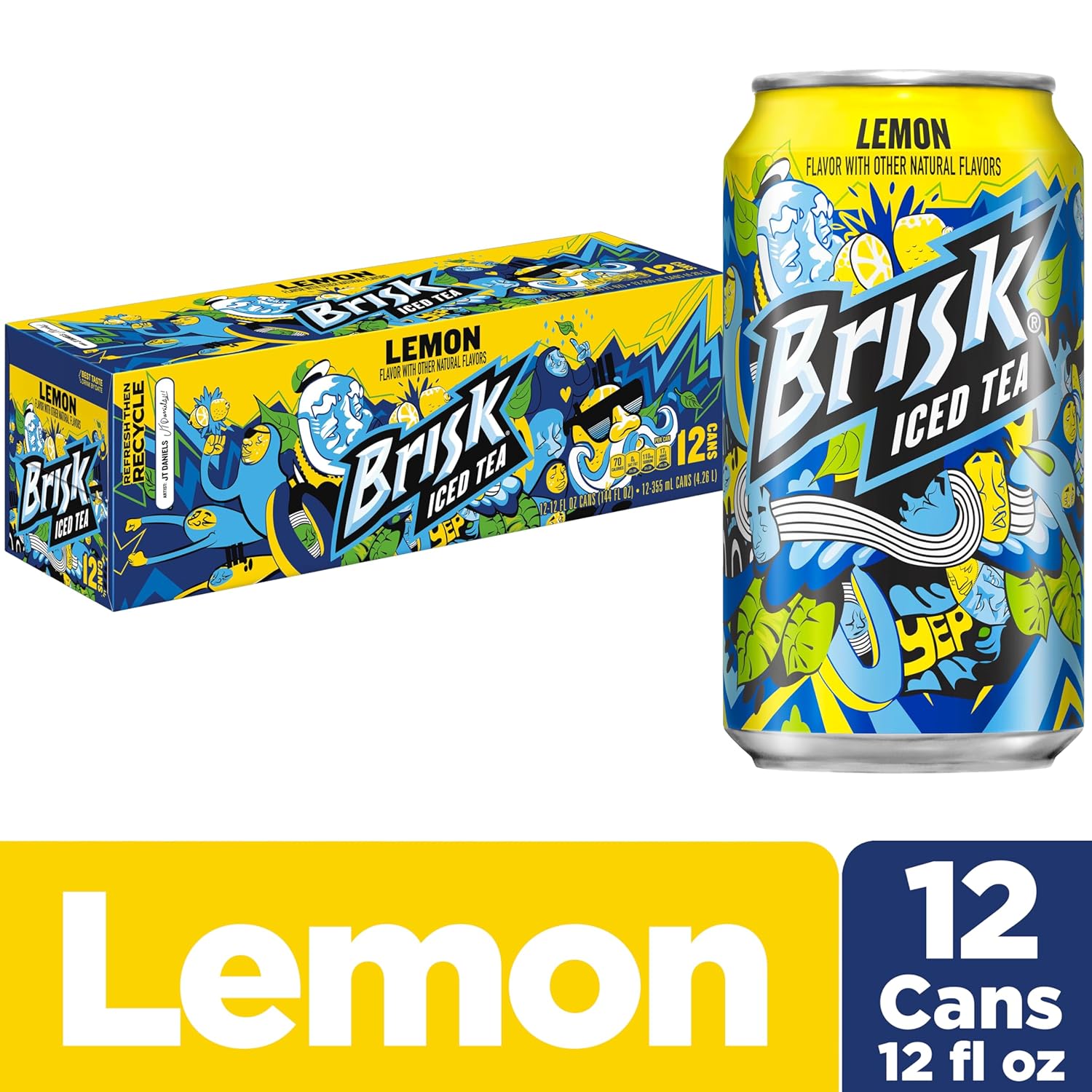 Lipton Brisk Lemon Iced Tea, 12 Fl Oz Cans (Pack of 12)