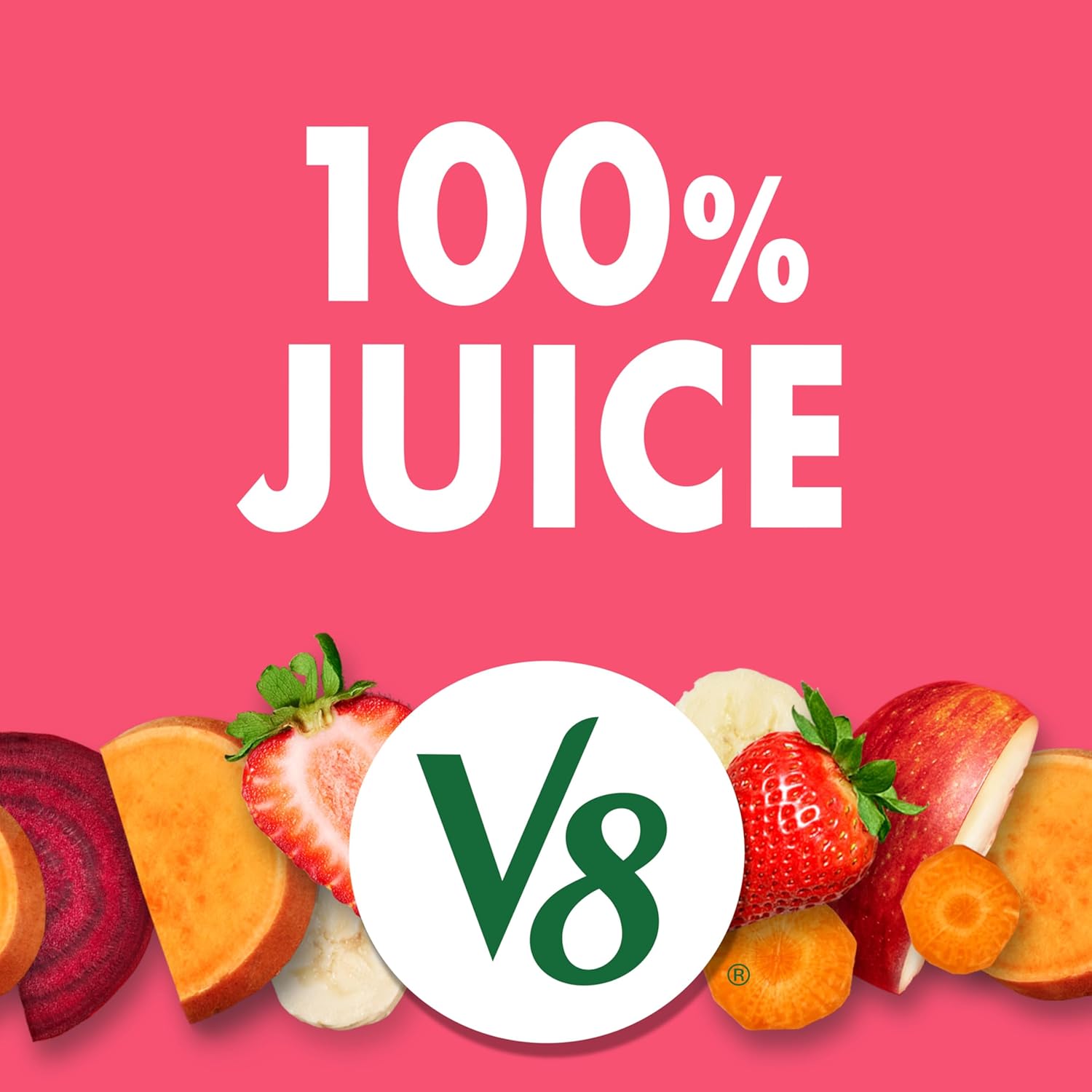 V8 Strawberry Banana 100% Fruit and Vegetable Juice, 8 fl oz Can (6 Pack)