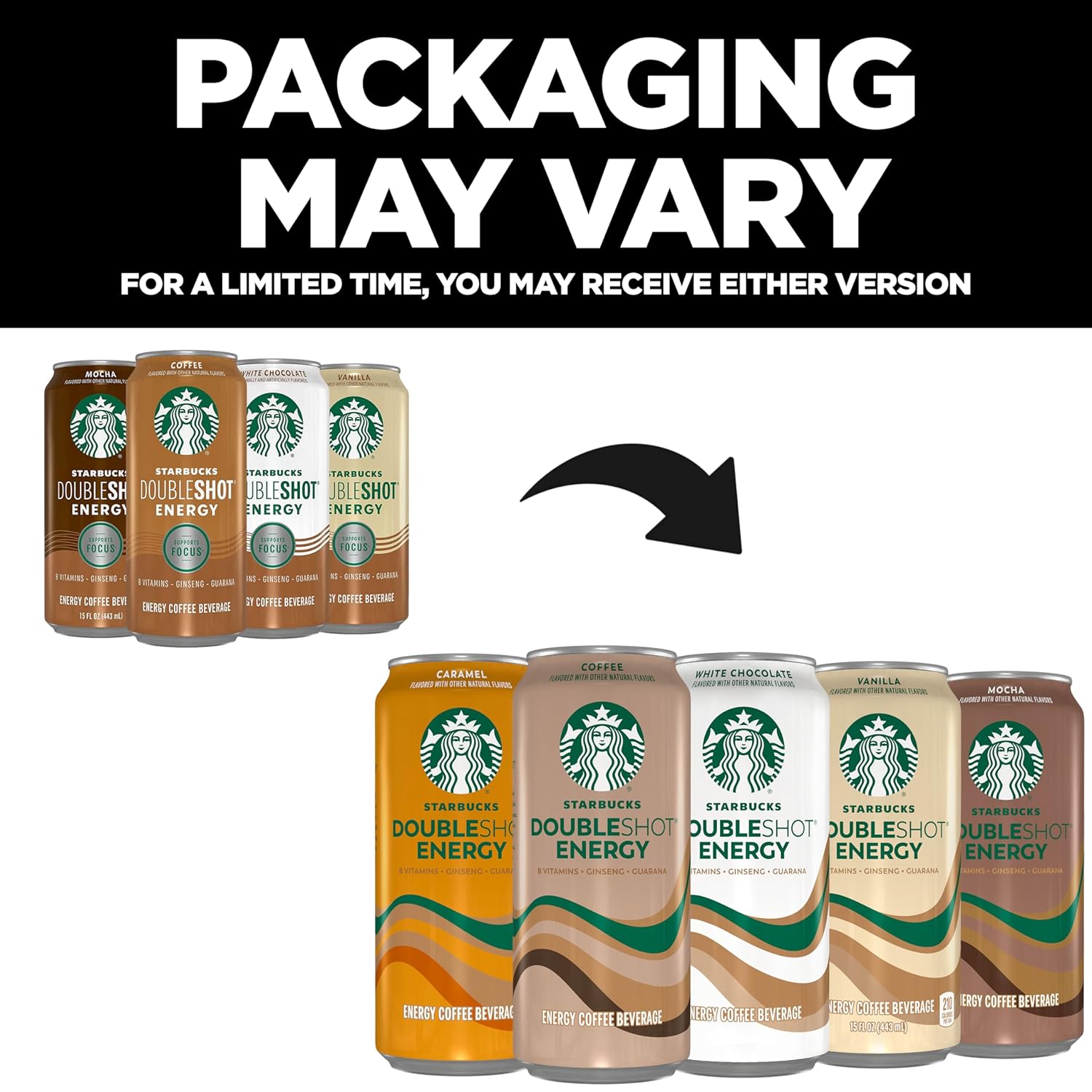 Starbucks Doubleshot Energy Drink Coffee Beverage, White Chocolate, Iced Coffee, 15 fl oz Cans (Packaging May Vary) (Pack of 12)