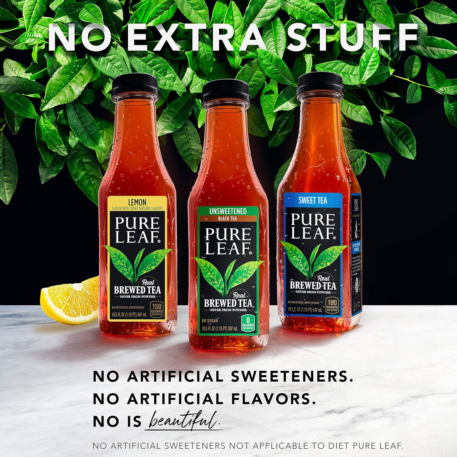 Pure Leaf Iced Tea, Unsweetened Lemon, Real Brewed Tea, Zero Sugar & Zero Calories, 18.5 Fl Oz Bottles (Pack of 12)