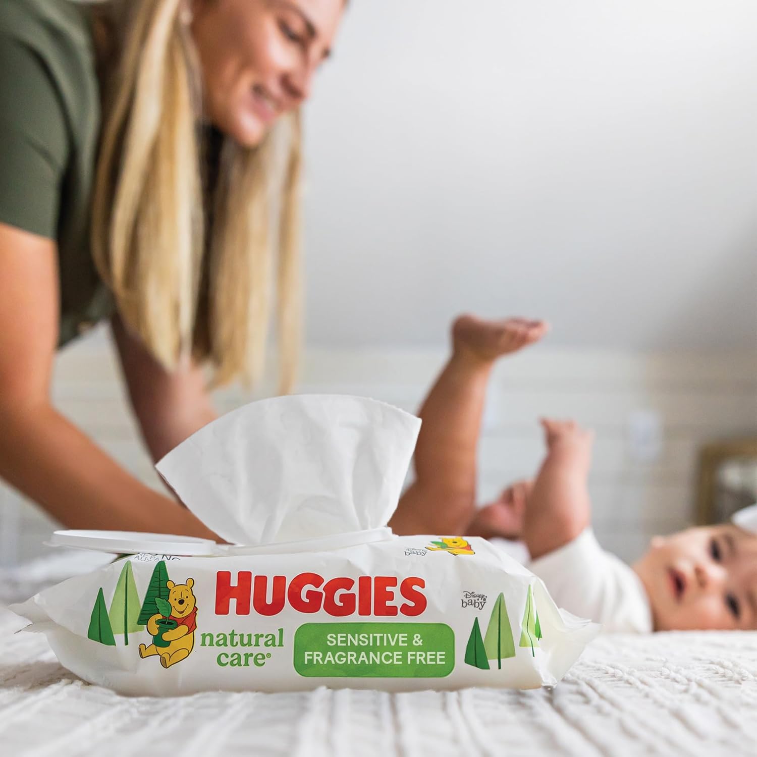 Huggies Natural Care Sensitive Baby Wipes, Unscented, Hypoallergenic, 6 Flip-Top Packs (288 Wipes Total)
