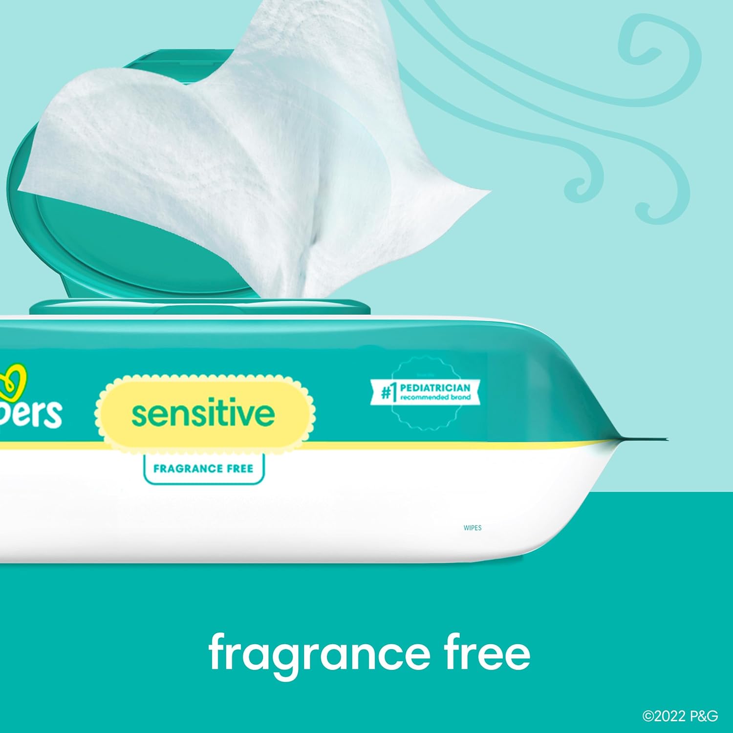 Pampers Baby Wipes Sensitive, Water Based Baby Wipes, Hypoallergenic and Unscented Baby Wipes, 336 Wipes Total (4 Flip-Top Packs)