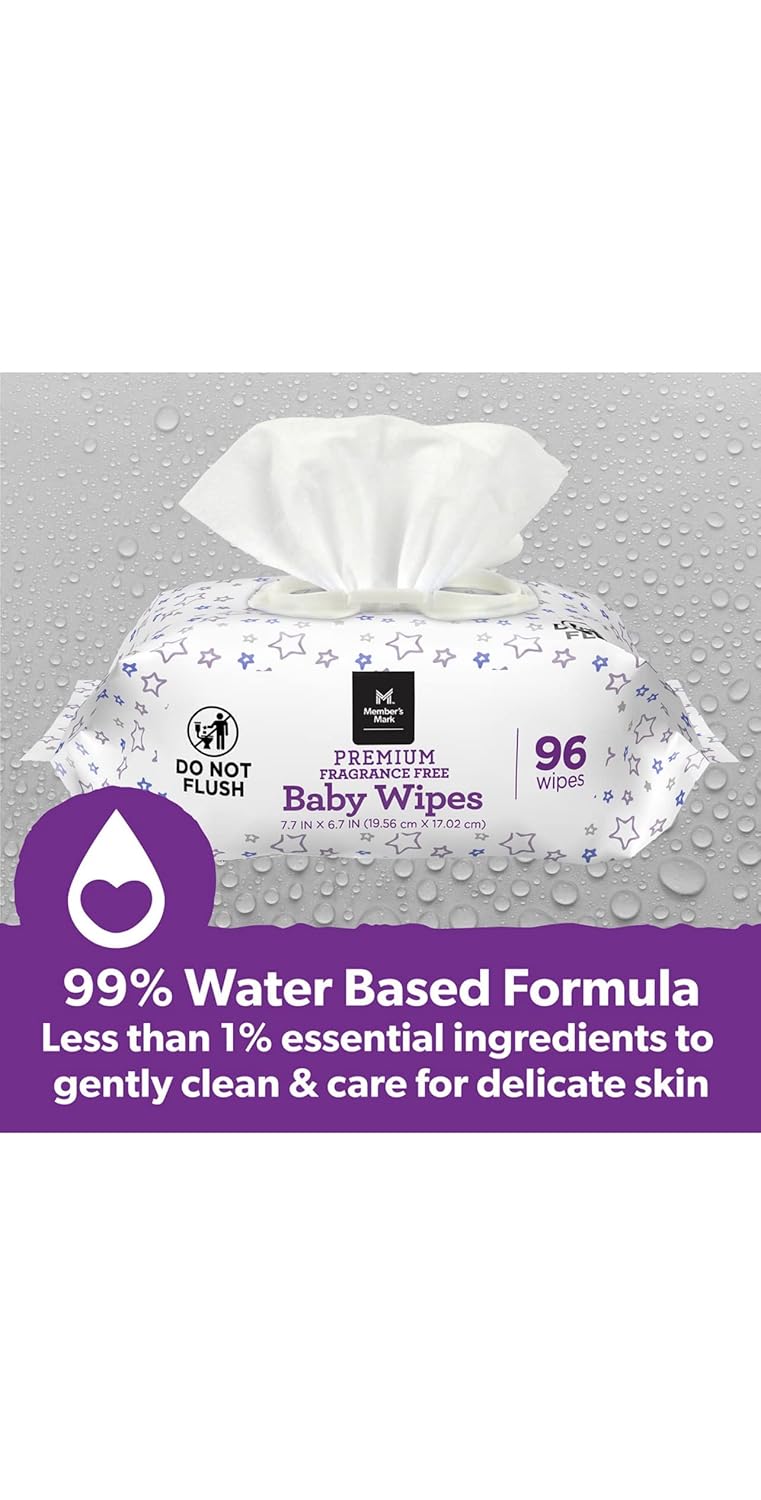 Member's Mark Fragrance Free Baby Wipes (Netcount 12 Pack 96 Wipes in Each),, 12Count ()