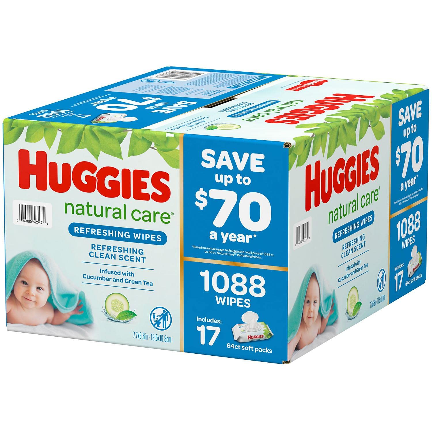 Huggies Natural Care Baby Wipe Refill, Refreshing Clean (1,088 Count)