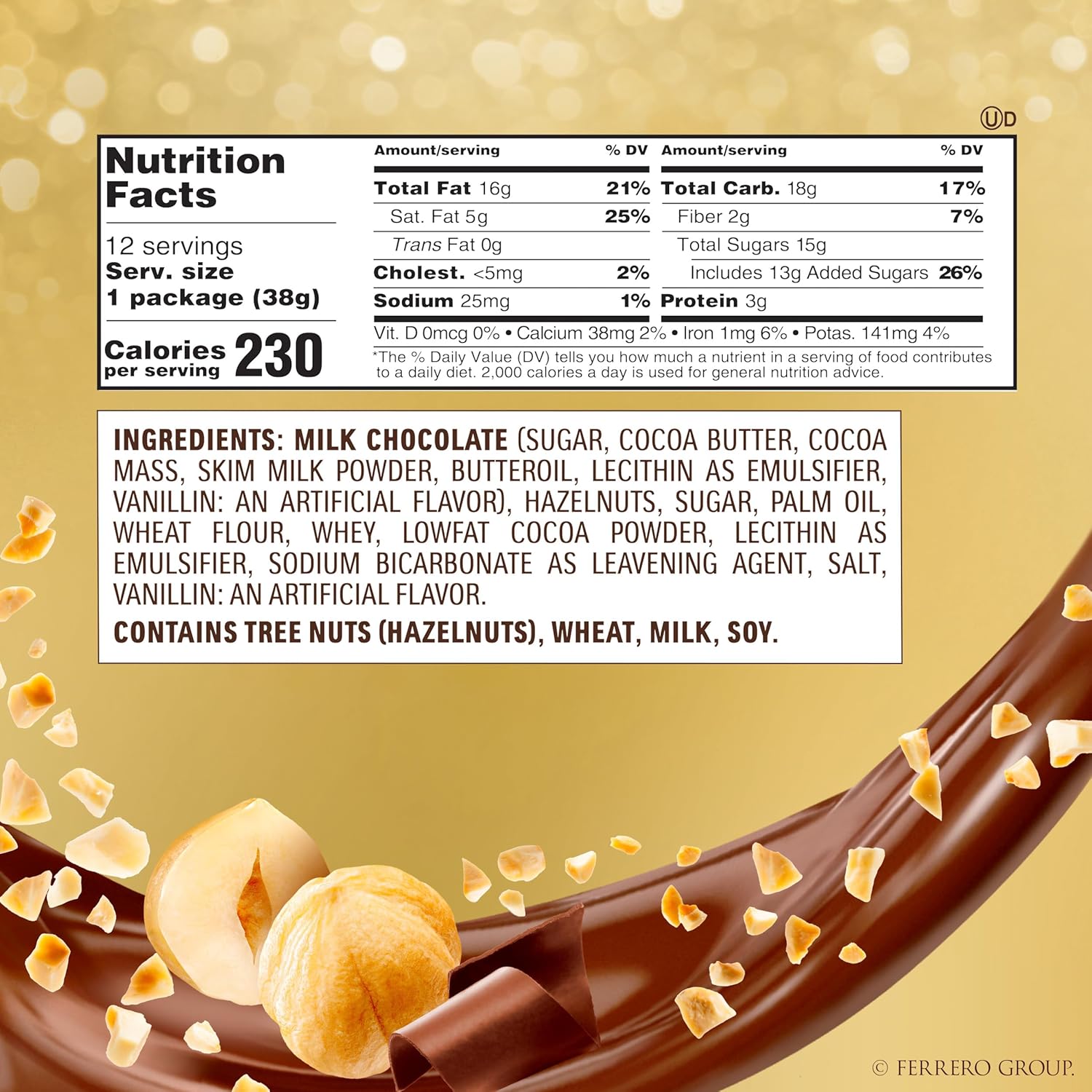 Ferrero Rocher, 24 Count, Gourmet Milk Chocolate Hazelnut, Chocolate Gift Box, Individually Wrapped, 10.6 oz