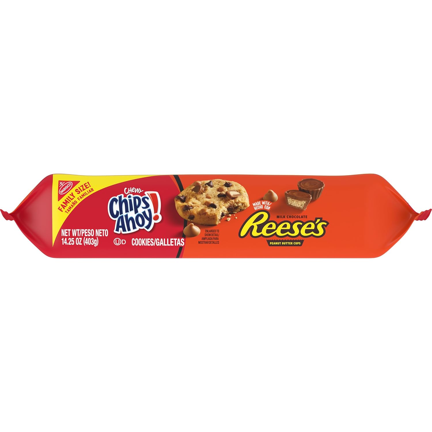 CHIPS AHOY! Chewy Chocolate Chip Cookies with Reese's Peanut Butter Cups, Family Size, 14.25 oz