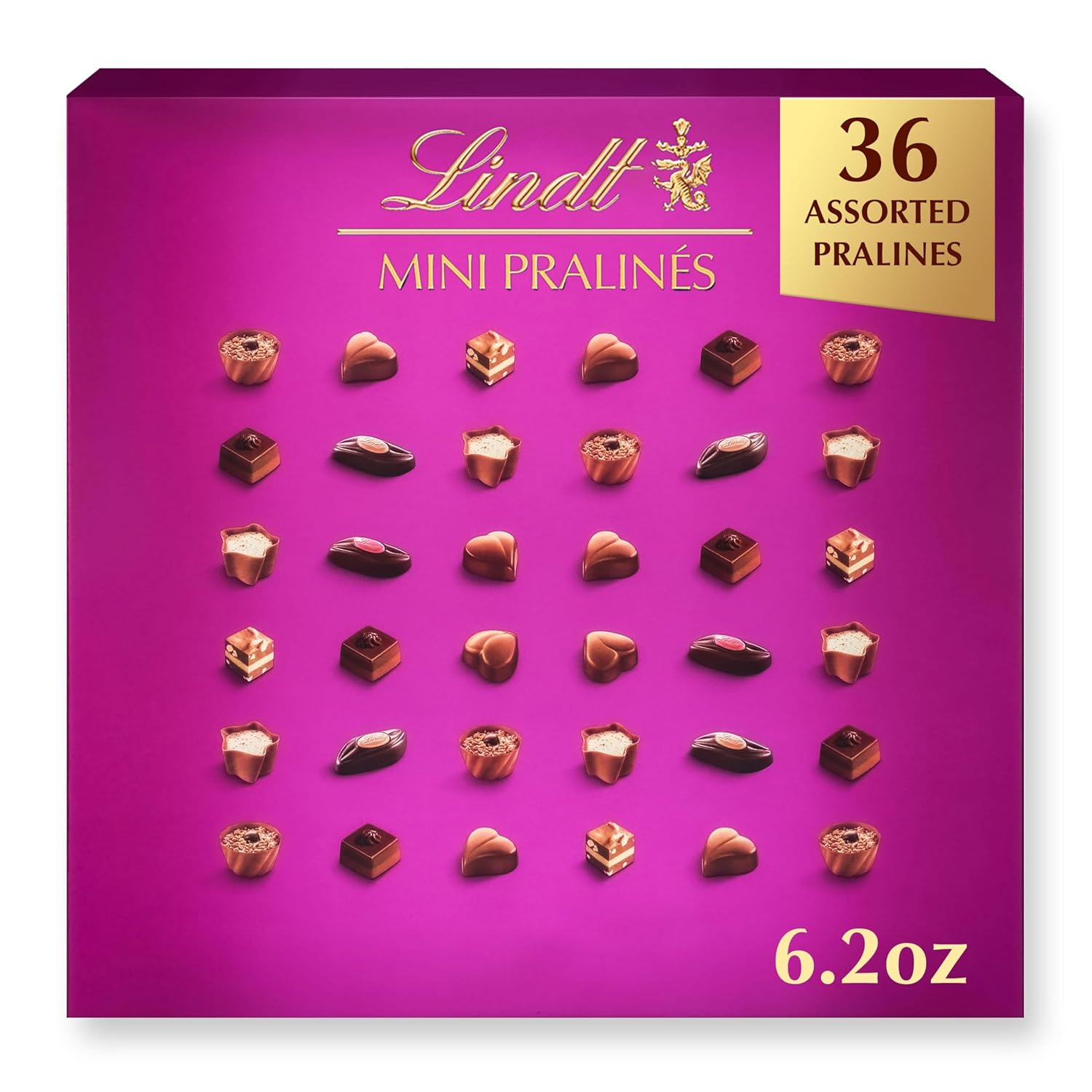 Lindt Mini Pralines, Assorted Chocolate Candy Pralines with Premium Filling, 6.2 oz Box