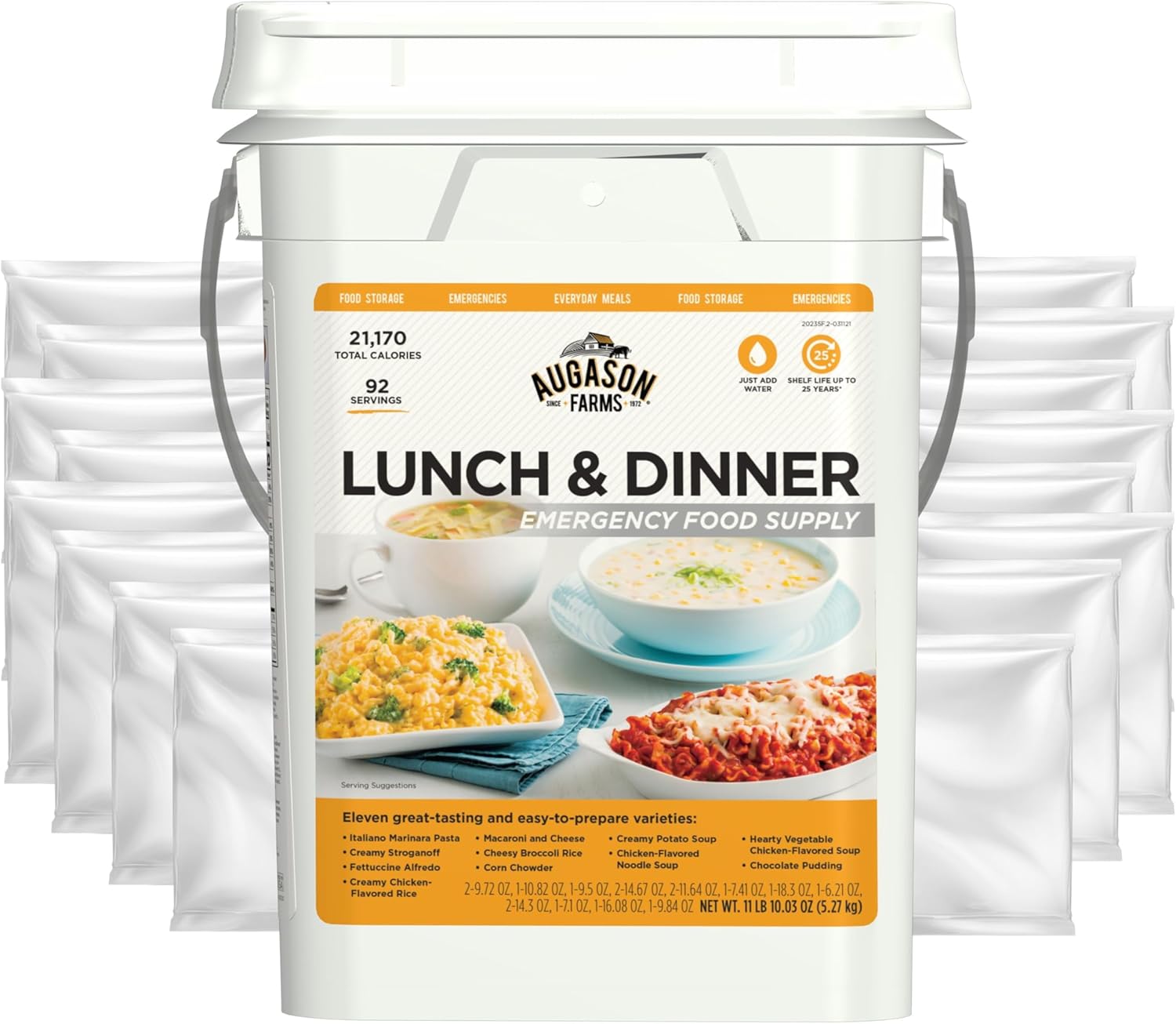 Augason Farms Lunch and Dinner Variety Pail Emergency Food Supply 4-Gallon Pail