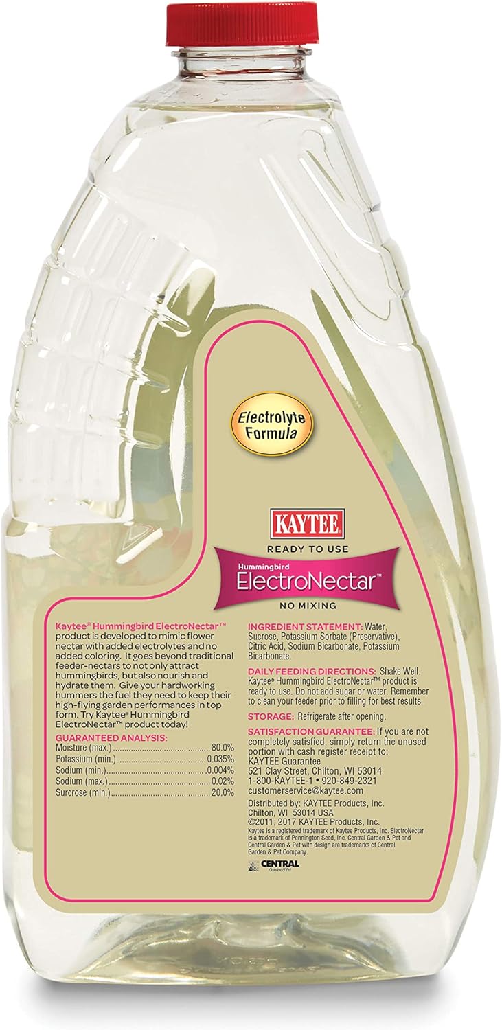 Kaytee Hummingbird ElectroNectar Wild Bird Food, Ready to Use, 64 Ounces