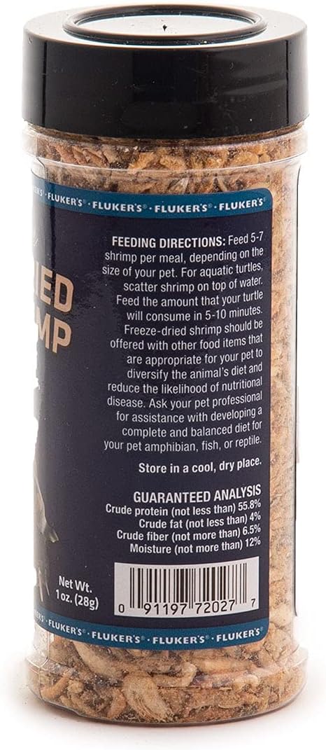 Fluker’s Freeze-Dried Insects - River Shrimp, Turtle Shrimp, Shrimp Turtle Food - Nutrient-Rich Shrimp for Turtles, Reptiles, Birds & Tropical Fish, 1 oz