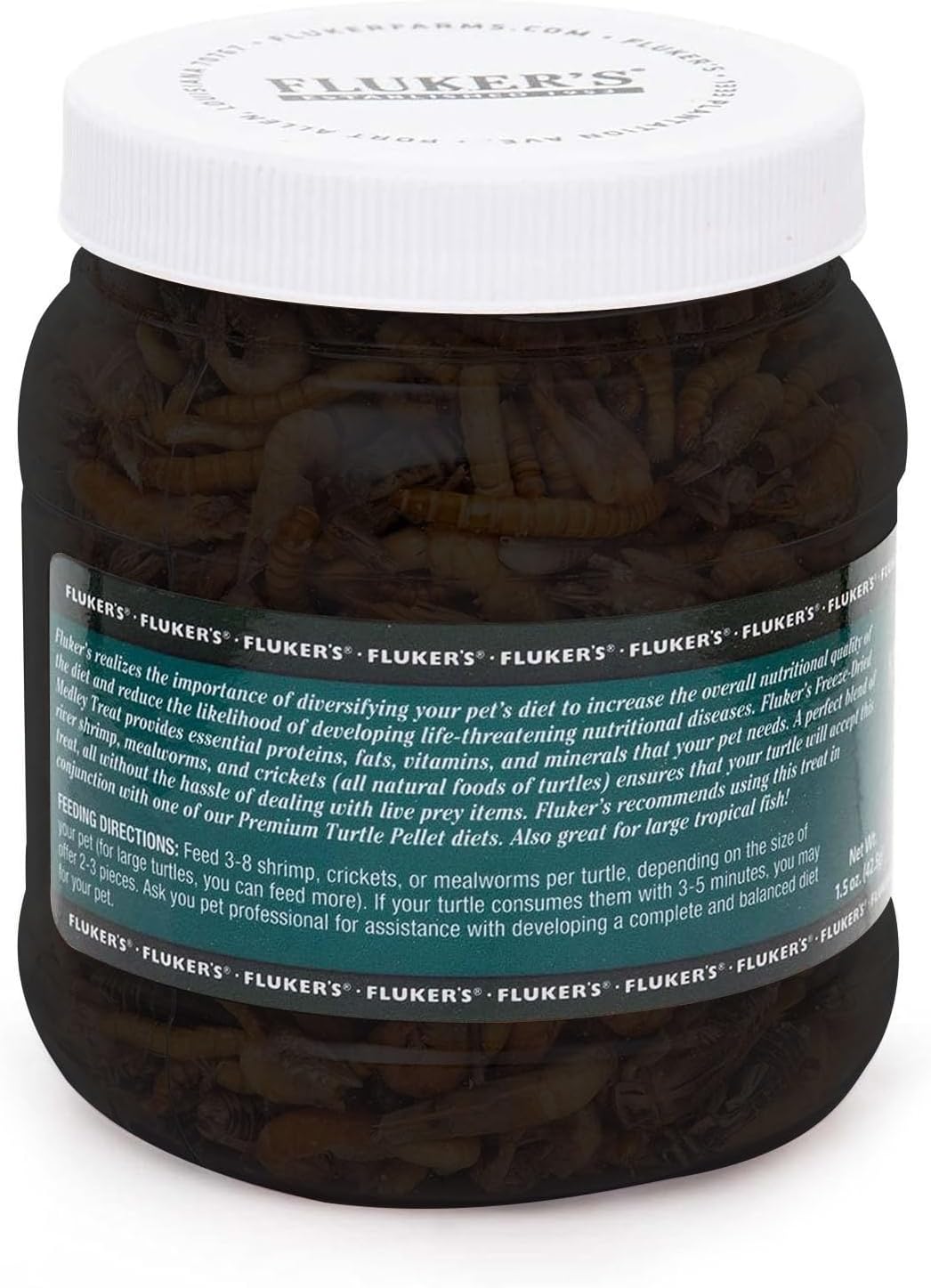 Fluker's Medley Treat for Aquatic Turtles, River Shrimp, Mealworms, and Crickets, 1.5 oz